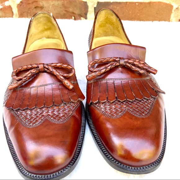 COLE HAAN Walnut Leather Woven Tasseled Loafer - Picture 5 of 8
